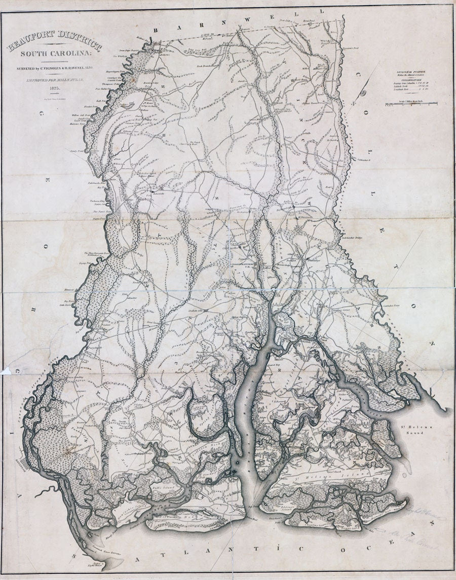 1825 Map of Beaufort County South Carolina