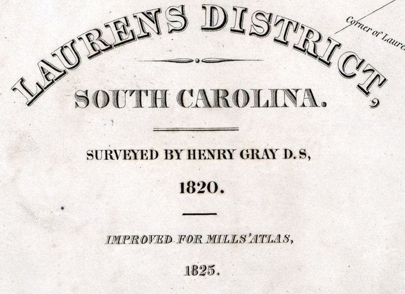 1825 Map of Laurens County South Carolina