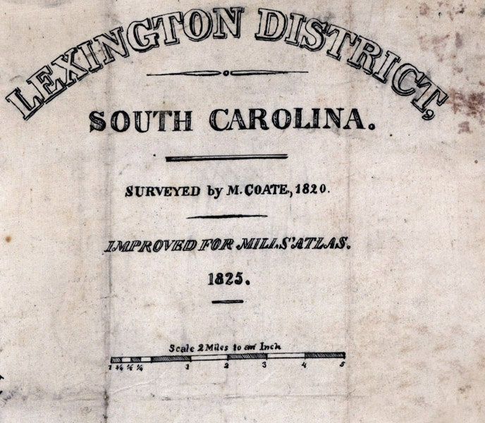 1825 Map of Lexington County South Carolina