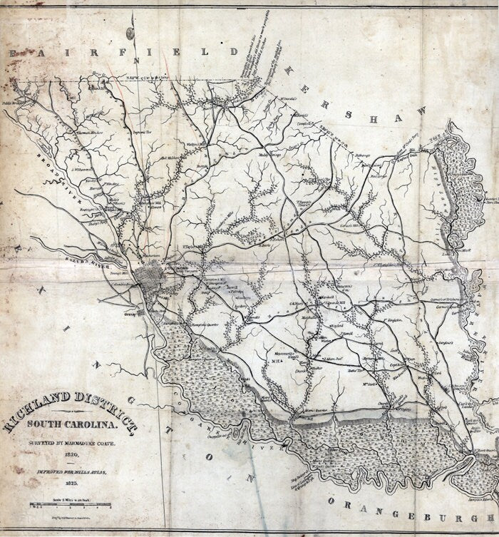1820 Map of Richland District South Carolina