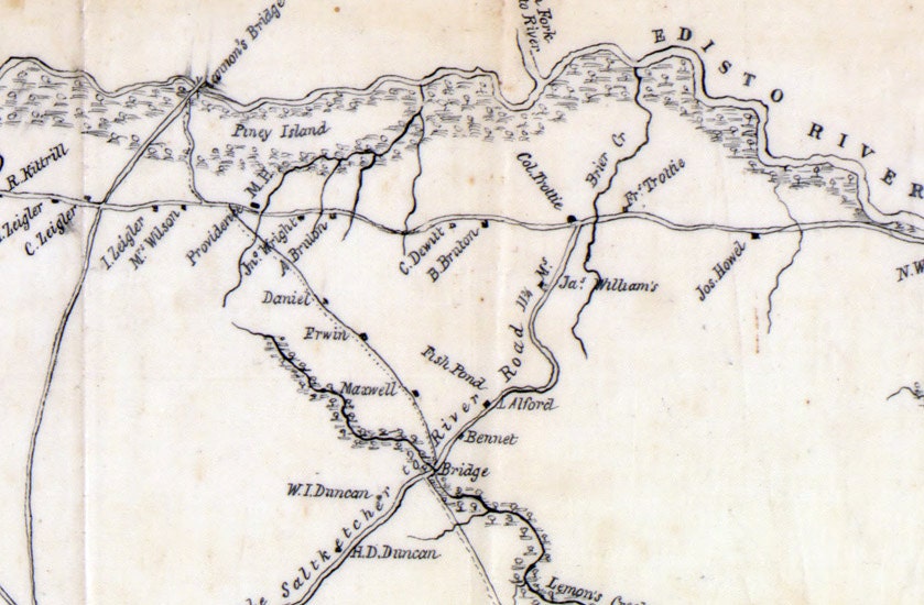 1825 Map of Barnwell County South Carolina