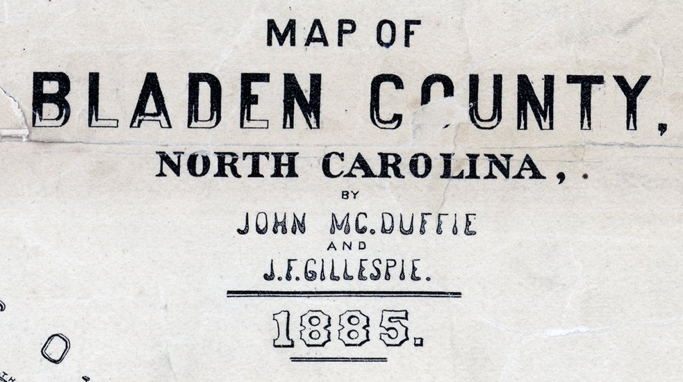 1885 Map of Bladen County North Carolina