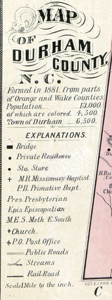 1887 Map of Durham County North Carolina