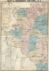 1890 Map of Davidson County North Carolina