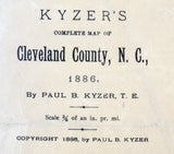 1886 Map of Cleveland County North Carolina