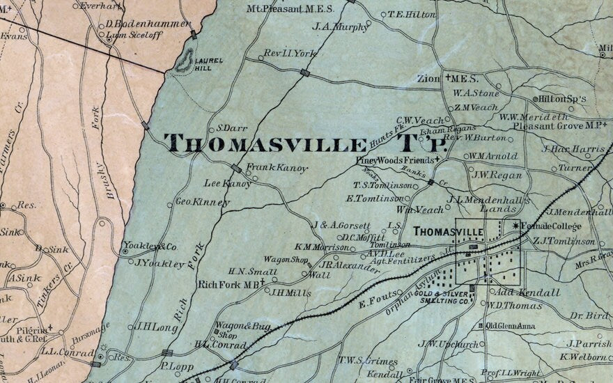 1890 Map of Davidson County North Carolina