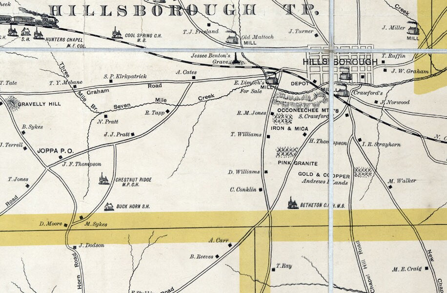 1891 Map of Orange County North Carolina