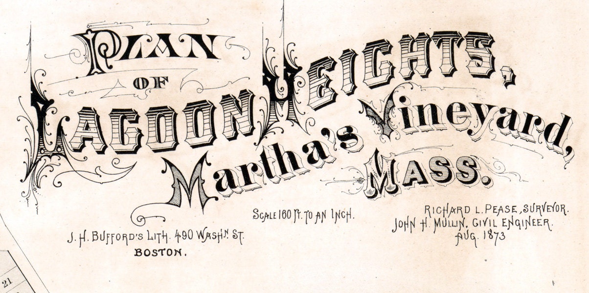 1873 Map of Lagoon Heights Martha's Vineyard Massachusetts