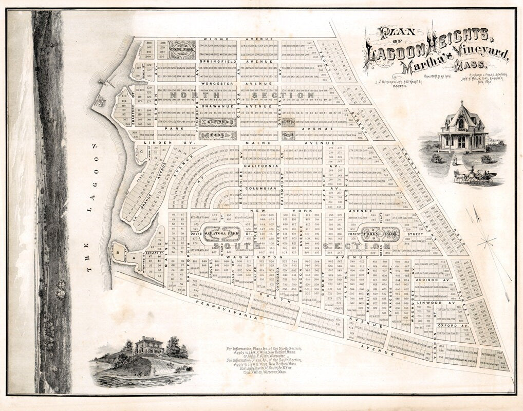 1873 Map of Lagoon Heights Martha's Vineyard Massachusetts
