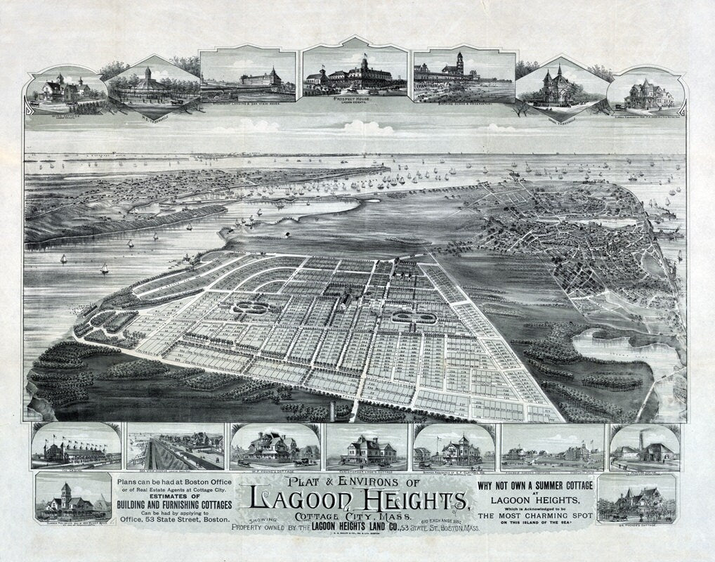 1880 Map of Lagoon Heights Cottage City Massachusetts