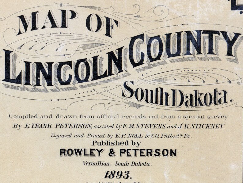 1893 Map of Lincoln County South Dakota Canton