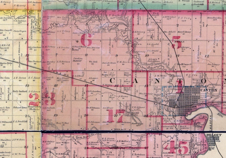 1893 Map of Lincoln County South Dakota Canton