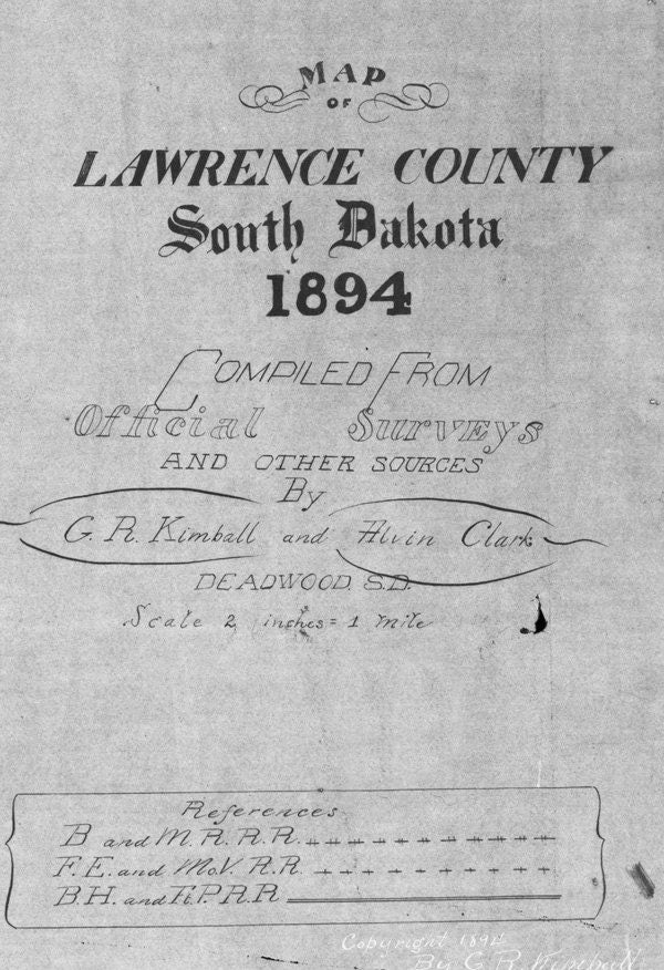 1894 Map of Lawrence County South Dakota