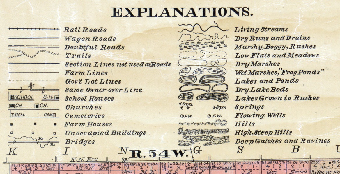 1899 Map of Lake County South Dakota Madison