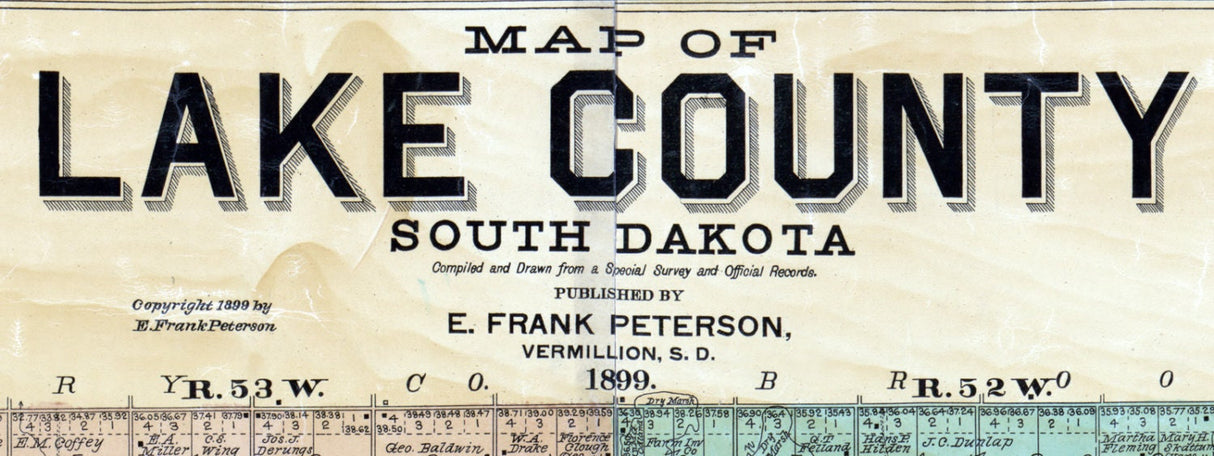 1899 Map of Lake County South Dakota Madison