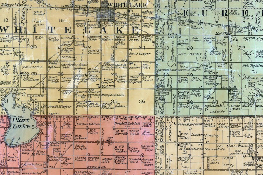 1900 Map of Aurora County South Dakota White Lake