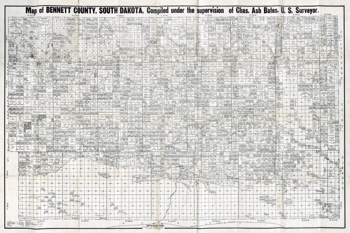 1910 Farm Line Map of Bennett County South Dakota