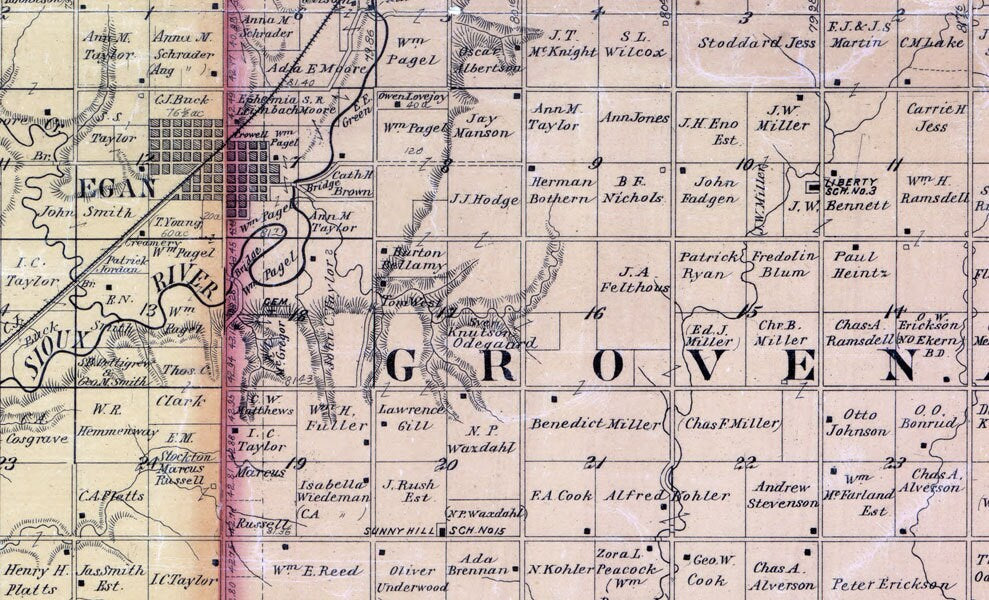 1896 Map of Moody County South Dakota Egan