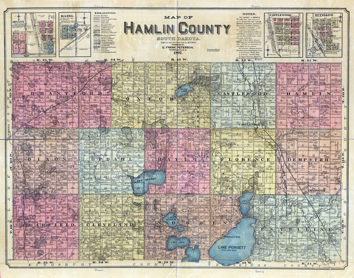 1897 Map of Hamlin County South Dakota