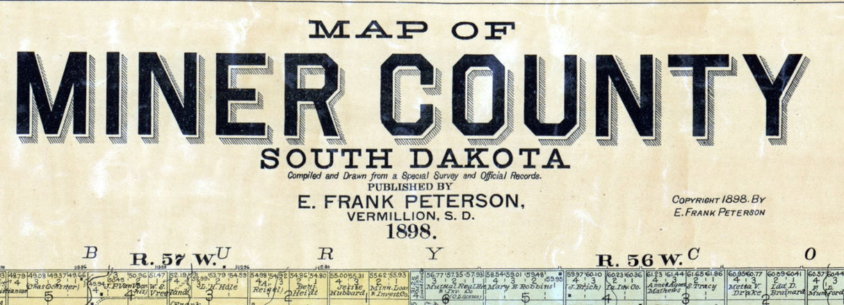 1898 Map of Miner County South Dakota