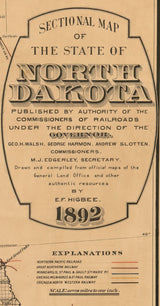 1892 Map of North Dakota