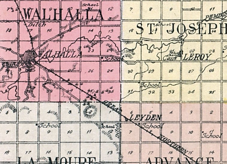 1928 Map of Pembina County North Dakota