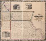 1858 Map of Louisa County Iowa Burris