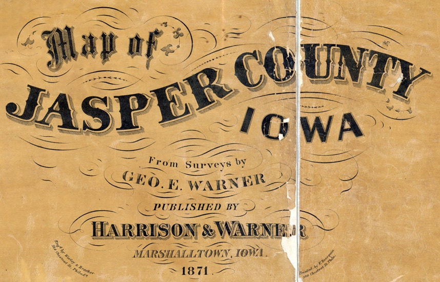 1871 Map of Jasper County Iowa