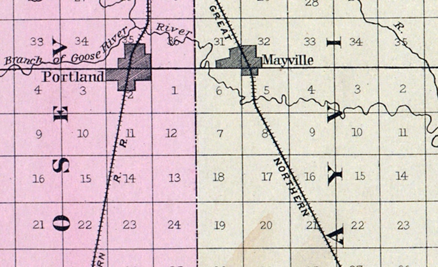 1892 Map of Traill County North Dakota