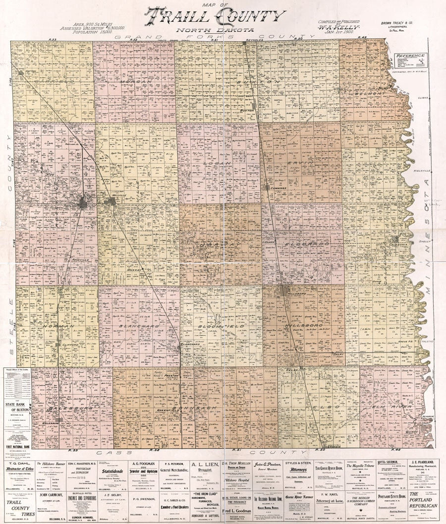 1900 Map of Traill County North Dakota