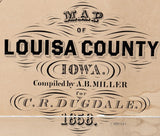 1858 Map of Louisa County Iowa Burris