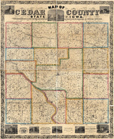 1863 Farm Line Map of Cedar County Iowa