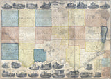 1865 Farm Line Map of Clinton County Iowa Dewitt Lyons