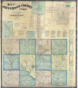 1871 Map of Jefferson County Iowa Fairfield