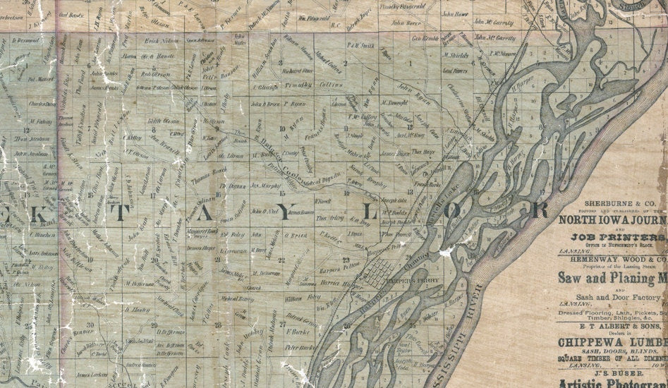 1872 Map of Allamakee County Iowa
