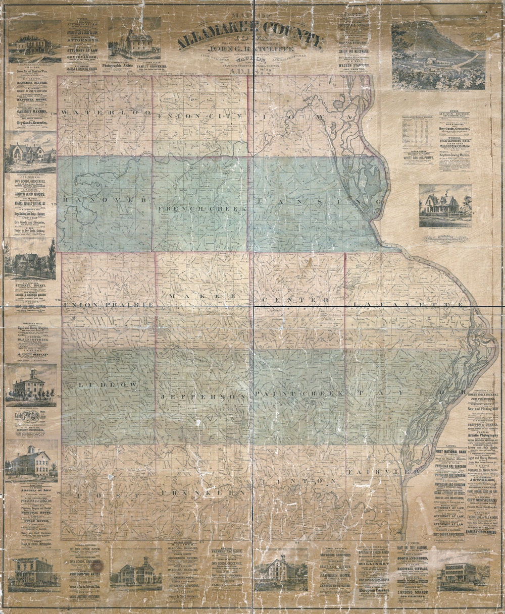 1872 Map of Allamakee County Iowa
