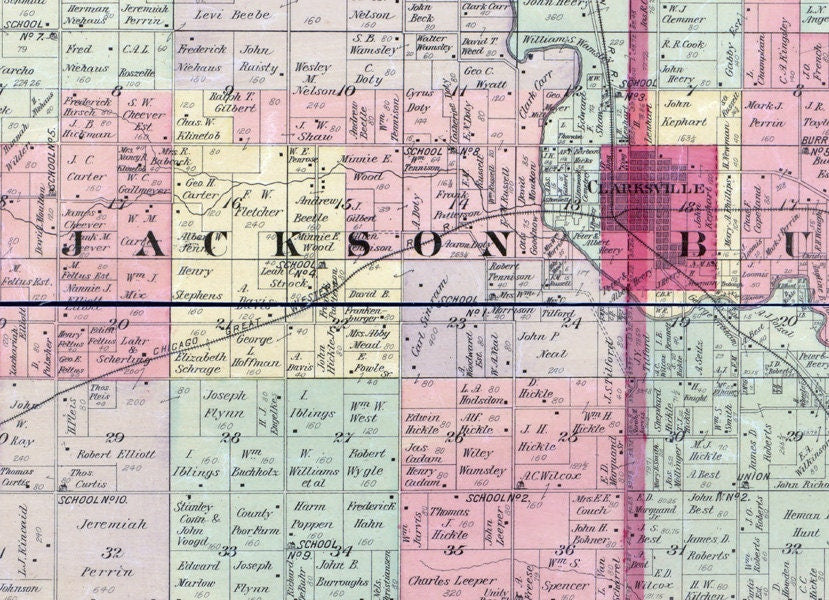 1897 Map of Butler County Iowa Clarksville