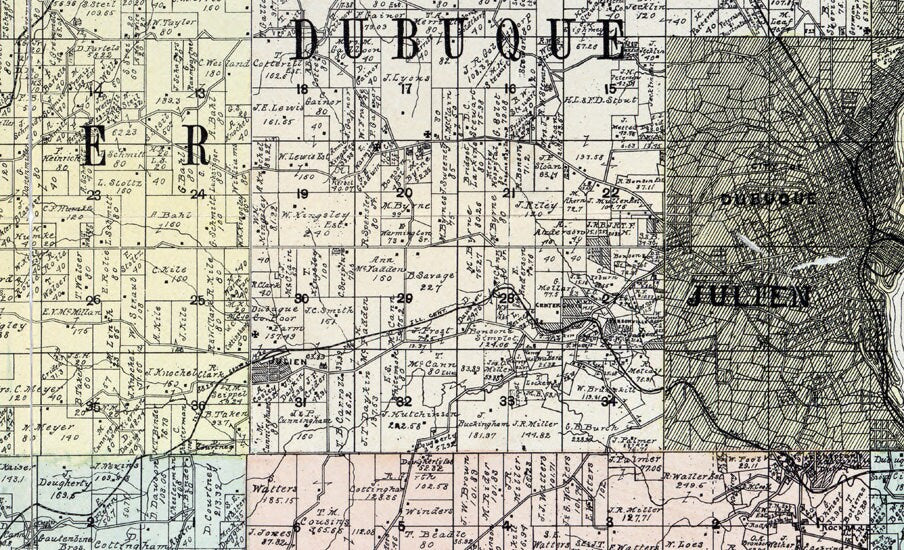1900 Map of Dubuque County Iowa