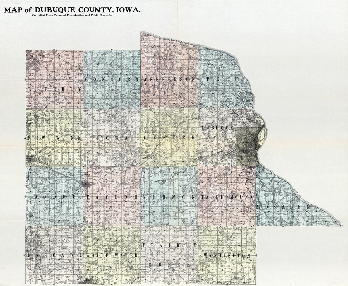 1900 Map of Dubuque County Iowa