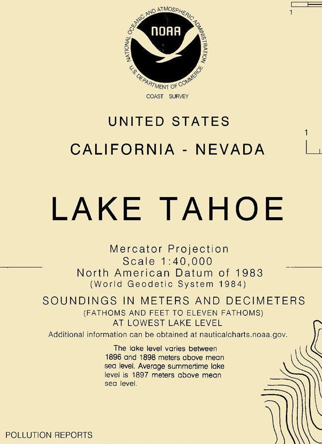 2004 Map of Lake Tahoe California Nevada