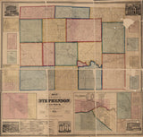 1859 Farm Line Map of Stephenson County Illinois Freeport