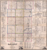 1860 Farm Line Map of Kane County Illinois Aurora