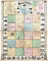 1861 Farm Line Map of Knox County Illinois Galesburg