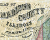 1861 Farm Line Map of Madison County Illinois Edwardsville