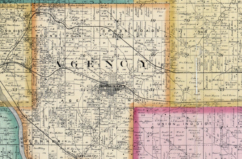 1893 Map of Wapello County Iowa Eldon