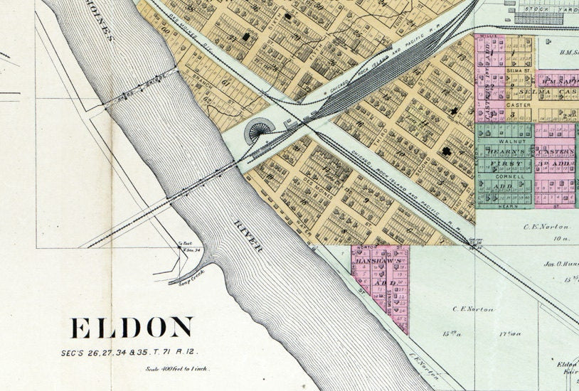 1893 Map of Wapello County Iowa Eldon