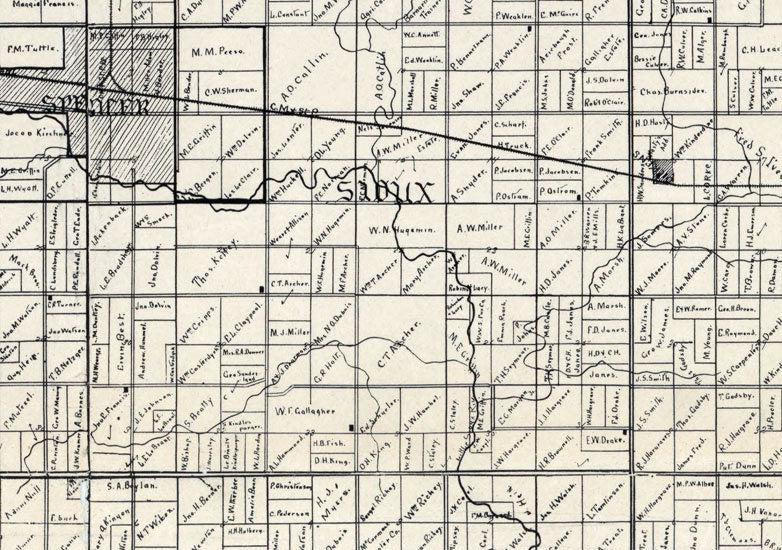 1896 Farm Line Map of Clay County Iowa