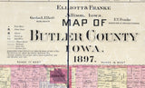 1897 Map of Butler County Iowa Clarksville