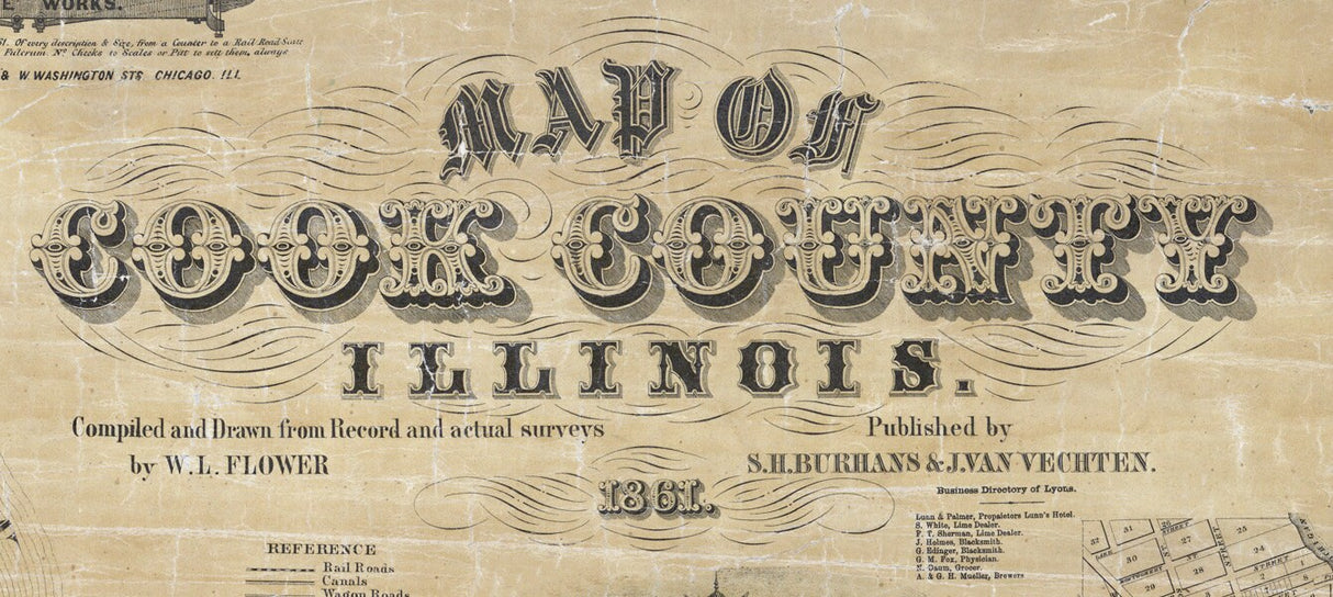 1861 Map of Cook County Illinois