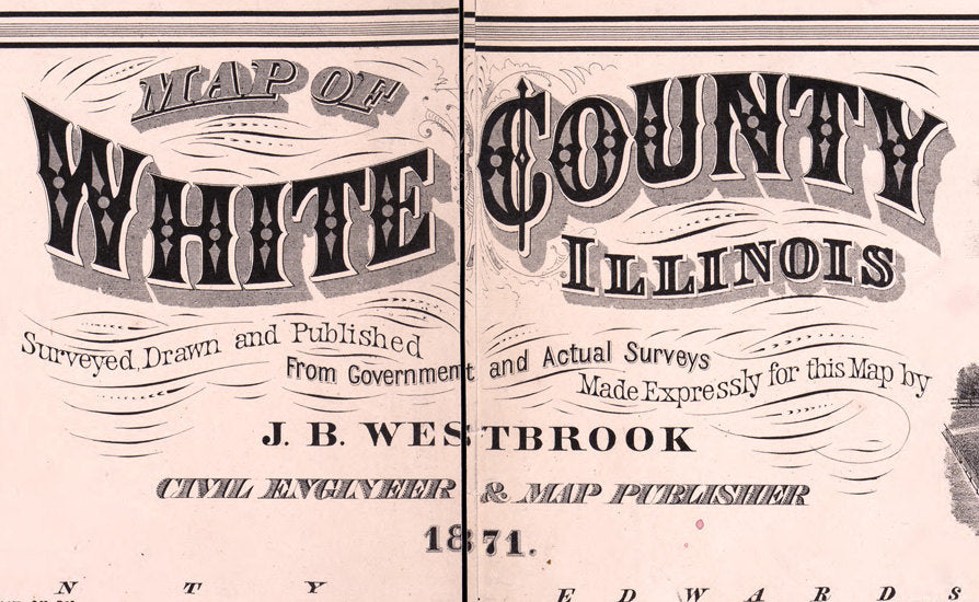1871 Farm Line Map of White County Illinois Carmi